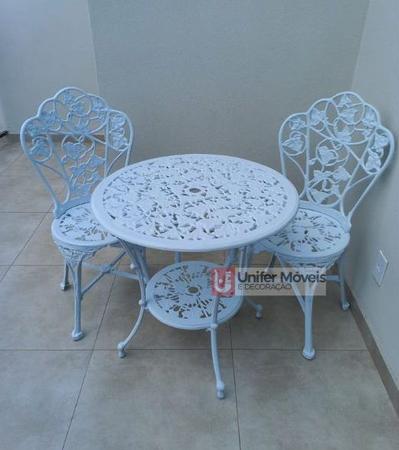 Imagem de Conjunto de Mesa Para Jardim Hera com 2 Cadeiras em Alumínio Fundido Unifer Móveis 