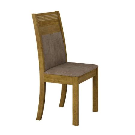 Imagem de Conjunto de Mesa Ravena com Vidro e 4 Cadeiras I Suede Ypê e Marrom Claro