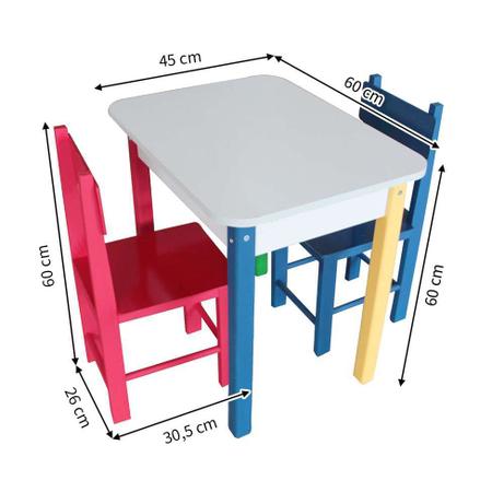 Imagem de Conjunto de Mesa Retangular com 2 Cadeiras Jah Colorido