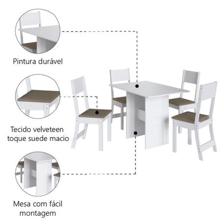 Conjunto Mesa de Jantar e 4 Cadeiras Karla Indekes