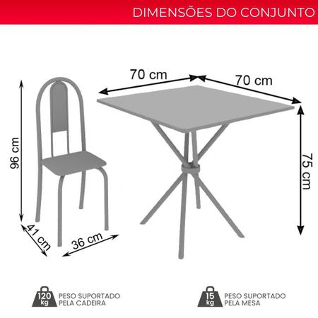 Imagem de Conjunto de Mesa Tubular 4 Cadeiras 70x70cm Mart Prata com Tampo em Granito Topázio Isabel 048 - Tudo de Móveis