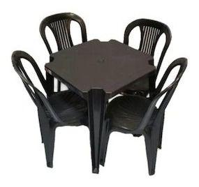 Conjunto De Mesa Com Cadeiras Plásticas Bistrô - Kit 5 Jogos