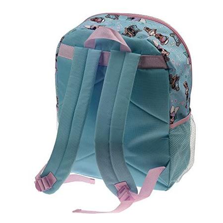 Imagem de Conjunto de mochila feminina LOL de 4 peças, bolsa escolar de lantejoulas com bolso frontal com zíper, 2 bolsos laterais de malha, lancheira isolada, garrafa de água e bola de squish, arco-íris turquesa