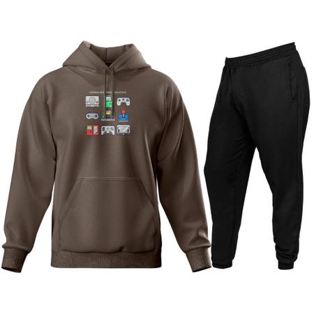 Imagem de Conjunto de Moletom Blusa de Frio Canguru Capuz Calça Jogger Relaxado