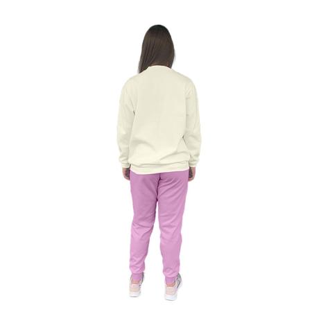 Imagem de Conjunto de Moletom Feminino Blusa Sem Capuz e Calça Jogger Estampado