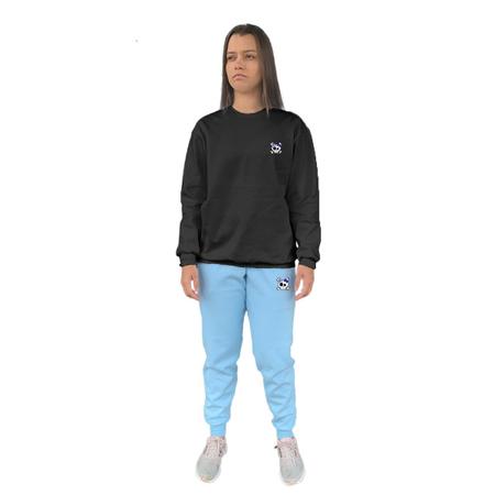 Imagem de Conjunto de Moletom Feminino Blusa Sem Capuz e Calça Jogger Estampado