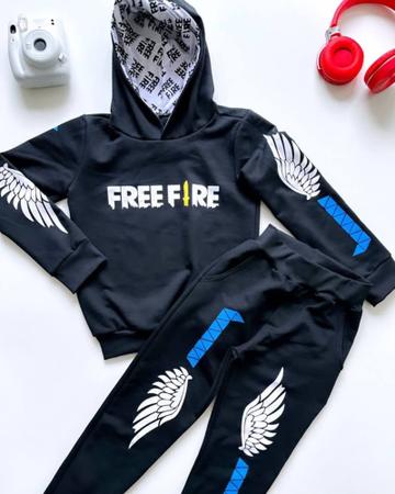Conjunto de moleton infantil free fire Blogueirinho Conjunto