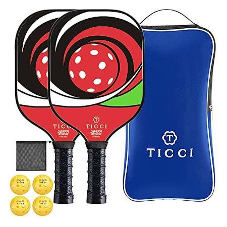 Imagem de Conjunto de Palas de Pickleball TICCI Kit Presente com Estojo - Vermelho