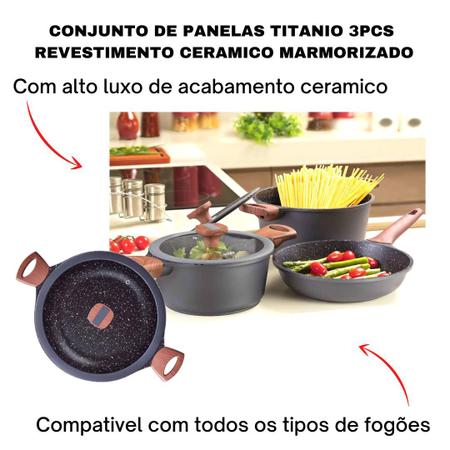Jogo de Panelas Antiaderente Ceramica Cooktop Fogão Indução Kit 8