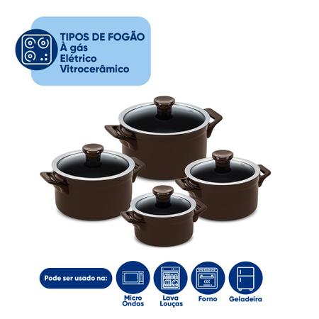 Imagem de Conjunto De Panelas Cerâmica 4 Pçs Chocolate Clear Ceraflame