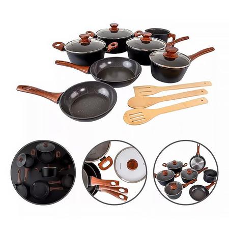 Jogo de Panelas 10 Peças Style Cook Black Cerâmica Com Indução