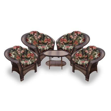 Conjunto de Poltronas Fibra Sintética 19 - 4 Poltronas + 1 Mesa Centro - Tecido Maui Preto - Casa N Imagem de Conjunto de Poltronas Fibra Sintética 19 - 4 Poltronas + 1 Mesa Centro - Tecido Maui Preto