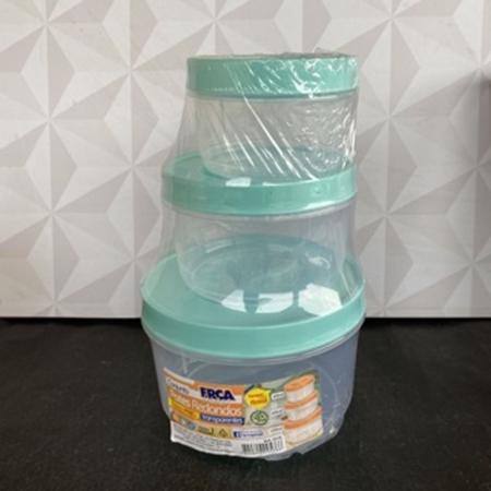 Imagem de Conjunto de pote de plástico com 3 peças - grande, médio e pequeno - kit de potes plastico cozinha