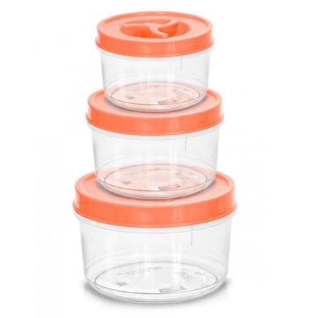 Imagem de Conjunto de pote de plástico com 3 peças - grande, médio e pequeno - kit de potes plastico cozinha
