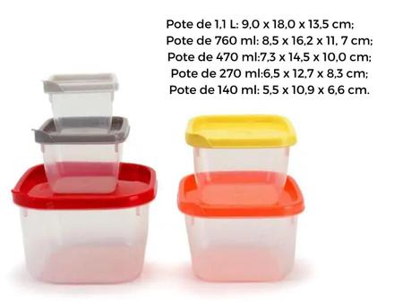 Imagem de Conjunto De Potes De Plástico Quadrados Conect 10 Unidades