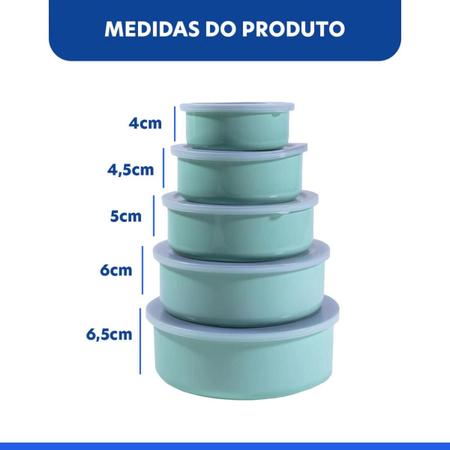 Imagem de Conjunto de Potes Herméticos Inox Kit 5 Peças Porta Alimento