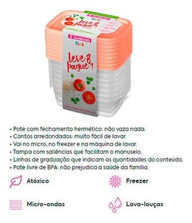 Conjunto De Potes Plástico Sanremo 280ml Leve 32 E Pague 28 Imagem de Conjunto De Potes Plástico Sanremo 280ml Leve 32 E Pague 28
