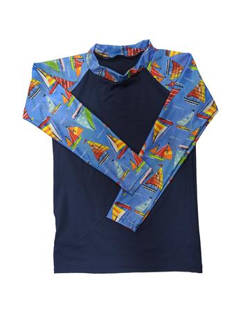 Imagem de Conjunto de praia infantil menino proteção UV - camiseta raglan e sunga boxer 0 a 16 anos