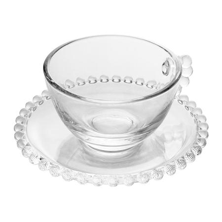 Imagem de Conjunto De Pratos De Sobremesa Pearl 20cm Com 4 Xícaras 180ml Para Chá