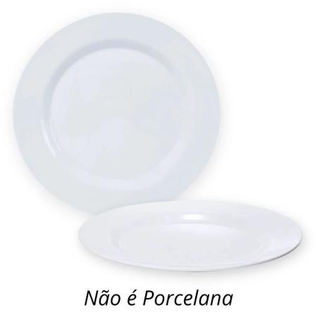 Imagem de Conjunto de Pratos Rasos Brancos 6 Unidades 28 Cm Jantar Melamina  Bestfer 