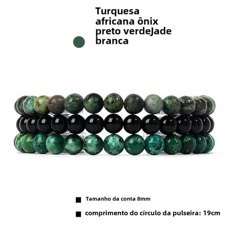 Imagem de Conjunto De Pulseira De Pedra Natural Masculina, 3 Peças, Obsidiana, Hematita, Olho De Tigre,