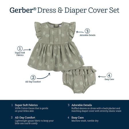 Imagem de Conjunto de roupas Gerber Baby Girls, vestido com capa de fralda, palmas