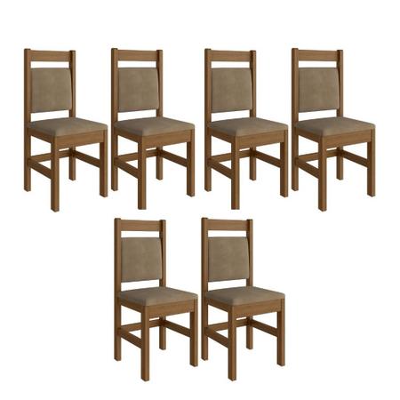 Imagem de Conjunto de Sala de Jantar 6 Lugares Mesa Dylan e Cadeira Madeira Bianca Canela/Cacau Espresso Móveis