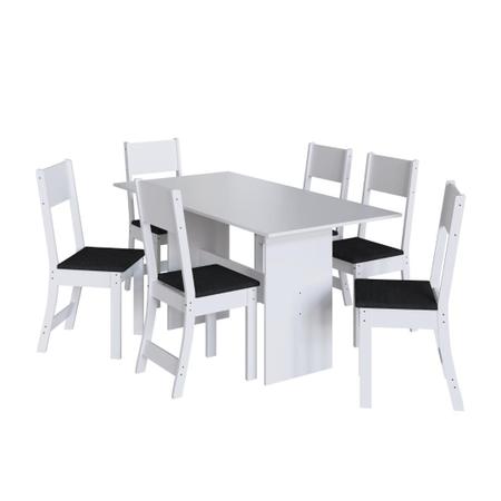 Conjunto De Sala De Jantar Fidelitá Siena Com 6 Cadeiras Branco Assento Preto - Fidelitá Móveis Imagem de Conjunto De Sala De Jantar Fidelitá Siena Com 6 Cadeiras Branco Assento Preto