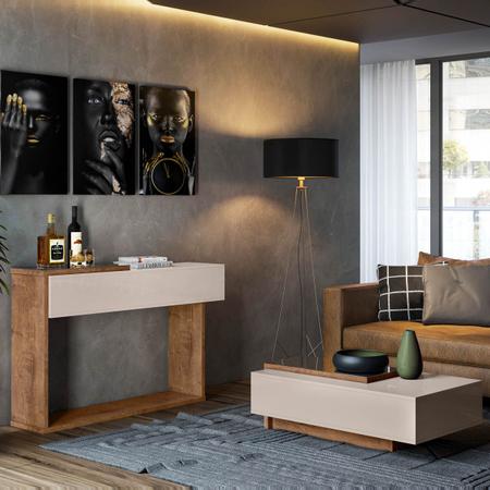 Conjunto de Sala Milão Off White/Amêndoa Aparador e Mesa de Centro com Espelhos - Lukaliam Imagem de Conjunto de Sala Milão Off White/Amêndoa Aparador e Mesa de Centro com Espelhos - Lukaliam