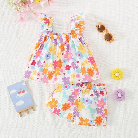 Imagem de Conjunto de Shorts Floral para Meninas (0-2 Anos) - Verão