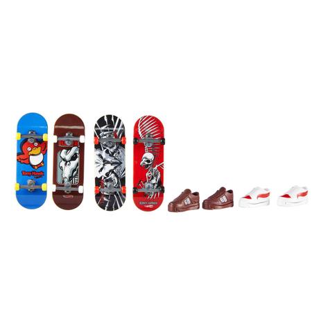 Conjunto de Skate de Dedos Hot Wheels - Pacote Truques Incríveis - 4 Skates - Tony Hawk - Sortido - Mattel Imagem de Conjunto de Skate de Dedos Hot Wheels - Pacote Truques Incríveis - 4 Skates - Tony Hawk - Sortido - Mattel