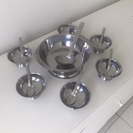 Imagem de Conjunto De Sobremesa Megainox  Inox 14 Peças Com Pé