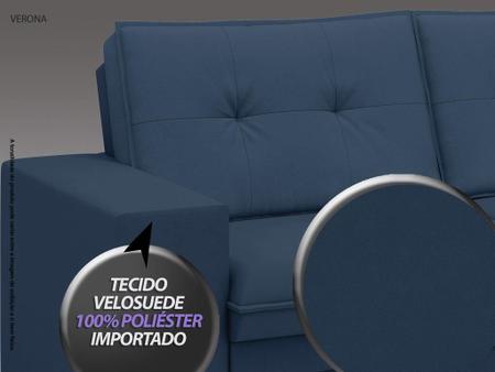 Imagem de Conjunto de Sofá 2 e 3 Lugares Fixo Verona Velosuede Petróleo - NETSOFAS