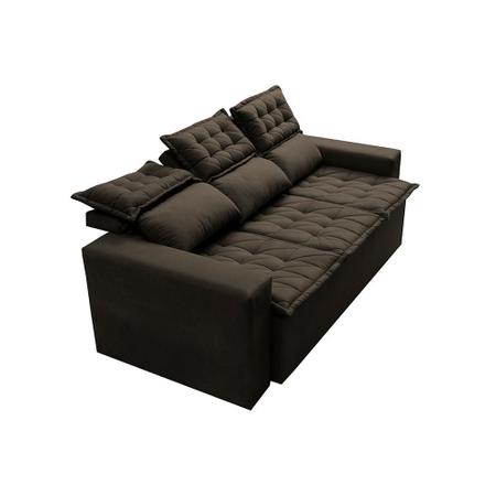 Imagem de Conjunto de Sofá 3 e 2 Lugares Retrátil e Reclinável Cama inBox Slim 2,00x1,50m Velusoft Café