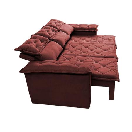 Imagem de Conjunto de Sofá 3 e 2 Lugares Retrátil Reclinável Cama inBox Compact 2,00x1,50m Velusoft Vermelho