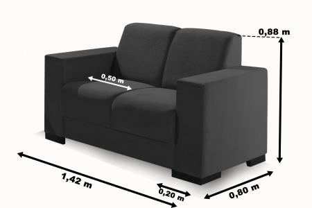 Imagem de Conjunto de Sofas Viena Cinza, 3 e 2 lugares, Tecido Veludo e Espuma 8 cm embutida 1.98m e 1.42m