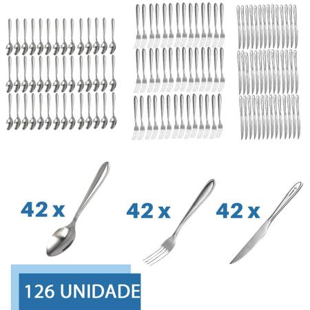 Imagem de Conjunto De Talheres 126 Peças garfo faca Colher Restaurante