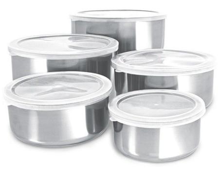 Imagem de Conjunto De Tigelas Aço Inox 5 Peças Com Tampa Resistente