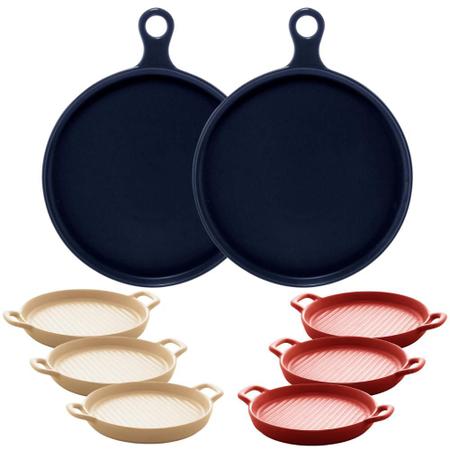 Conjunto de Travessas Para Servir 5 Peças Porcelana Estilo Nórdico - Bon Gourmet Imagem de Conjunto de Travessas Para Servir 5 Peças Porcelana Estilo Nórdico