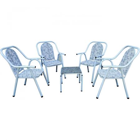 Conjunto de Varanda 4 Cadeiras e Mesa de Centro Veneza Luxo Aço Coelho