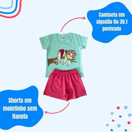 Imagem de Conjunto De Verão Roupa Infantil Menina Camiseta Vestido