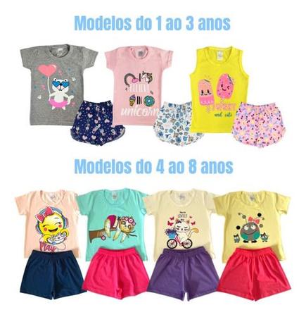 Imagem de Conjunto De Verão Roupa Infantil Menina Camiseta Vestido