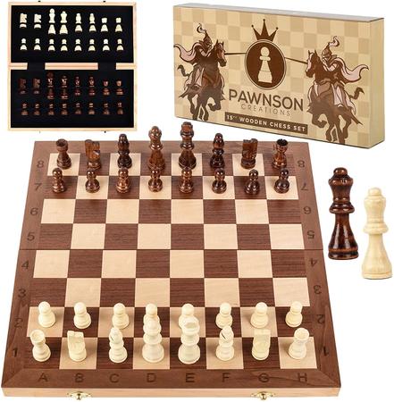 Tabuleiro de Xadrez de Madeira - Wooden Chess Board 