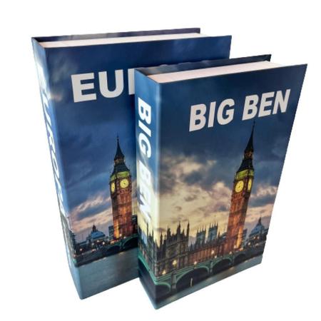 Imagem de Conjunto decorativo 2 livros na cor azul Big Ben e Europa