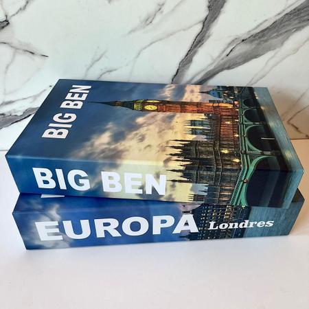 Imagem de Conjunto decorativo 2 livros na cor azul Big Ben e Europa