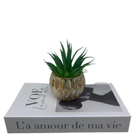 Imagem de Conjunto decorativo livro L'a amour e vaso de cristal âmbar