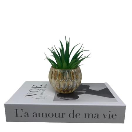 Imagem de Conjunto decorativo livro L'a amour e vaso de cristal âmbar
