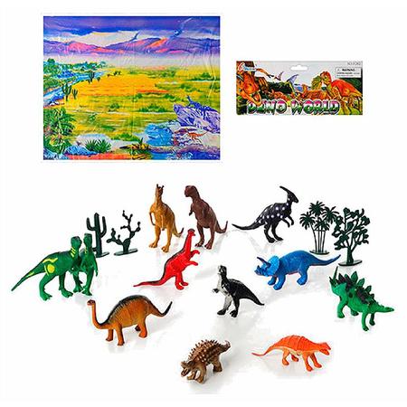 Imagem de Conjunto Dino World com 12 Dinossauros e Acessórios TK-1205 - Toy King