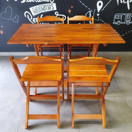 Conjunto Dobrável de Mesa 120x70 com 1 Mesa e 4 Cadeiras em