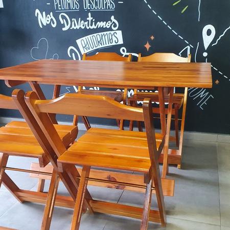 Conjunto Dobrável de Mesa 120x70 com 1 Mesa e 4 Cadeiras em